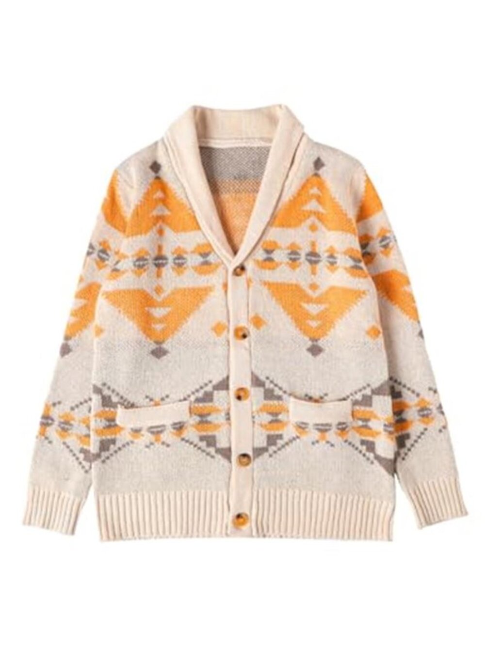 Western Aztec Cardigan Sweater Button Up Tribal Knit Jacket Long Sleeve Pockets